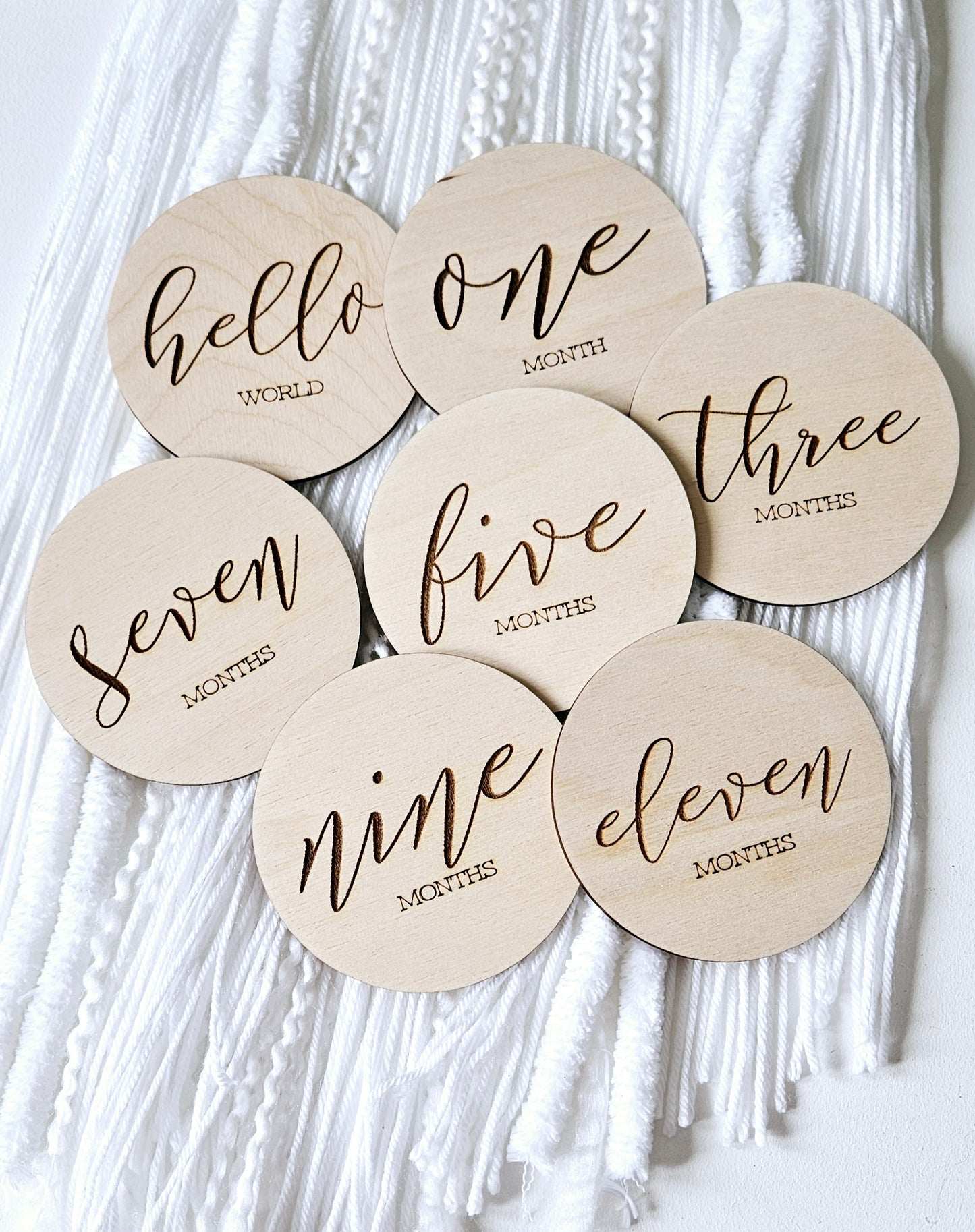 Wooden Engraved Monthly Milestone baby discs