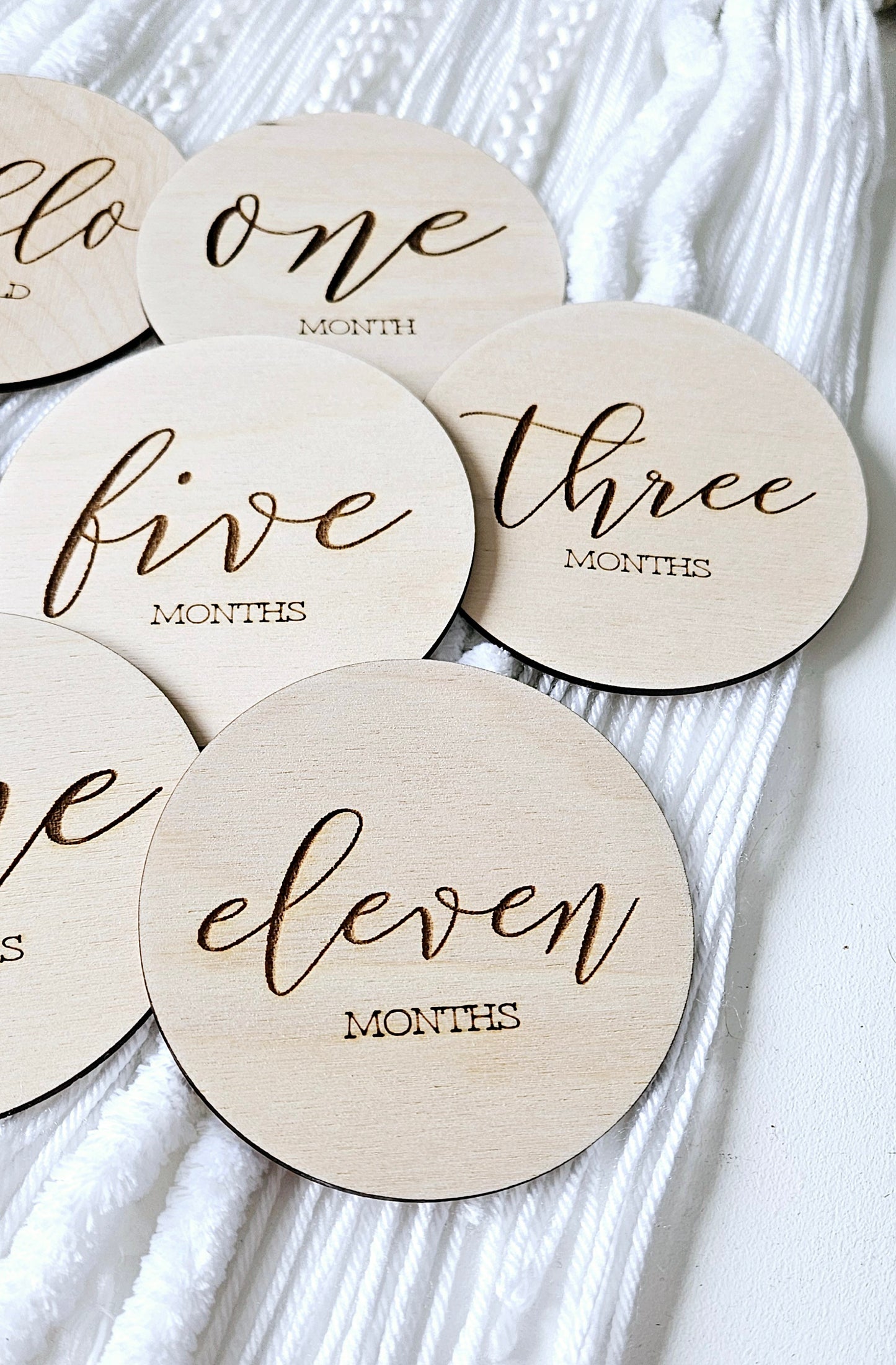 Wooden Engraved Monthly Milestone baby discs