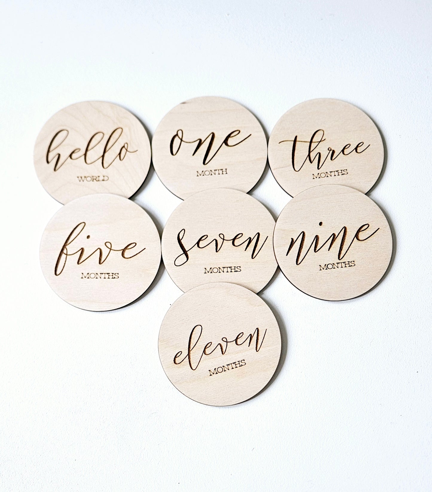 Wooden Engraved Monthly Milestone baby discs