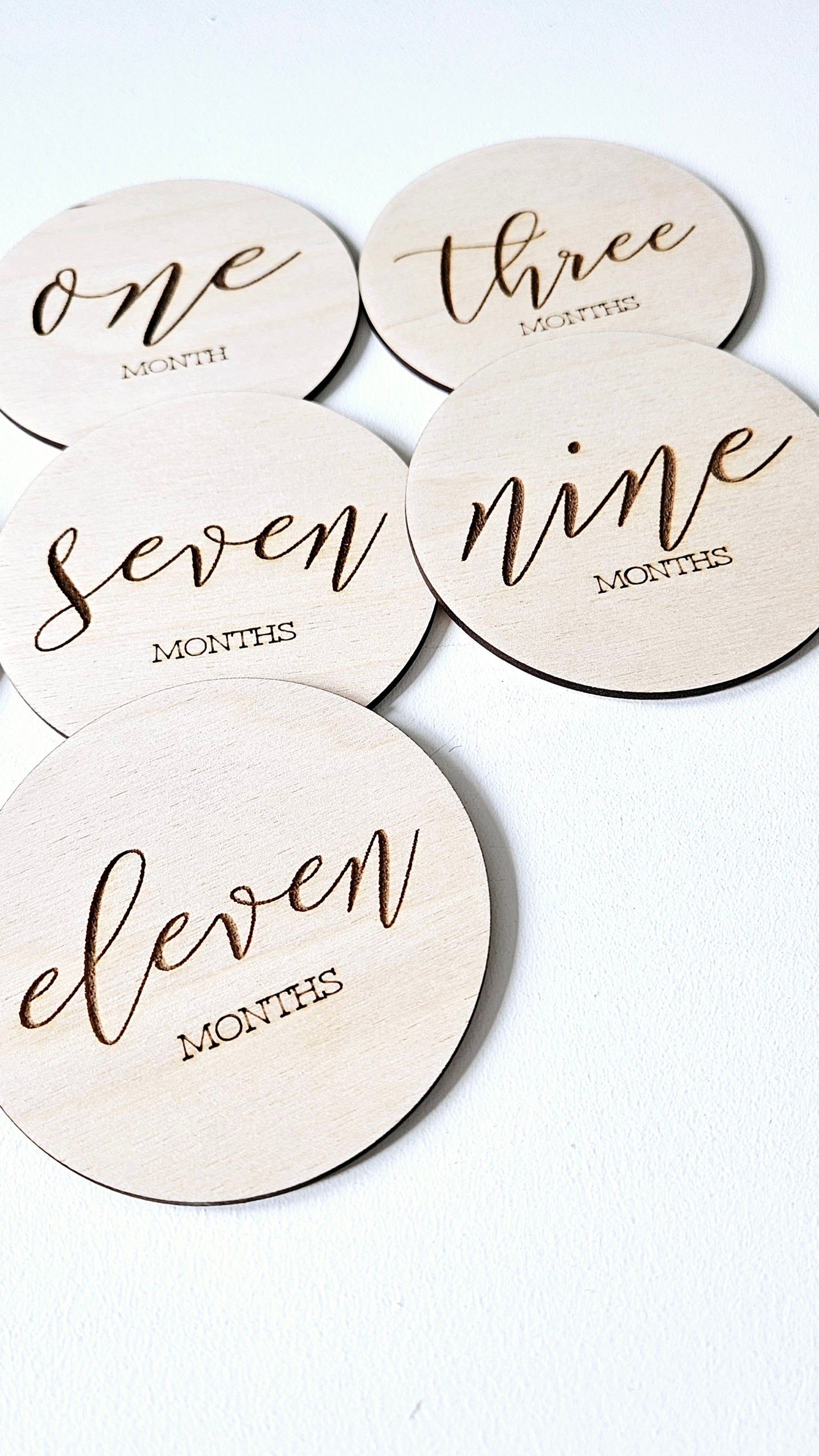 Wooden Engraved Monthly Milestone baby discs