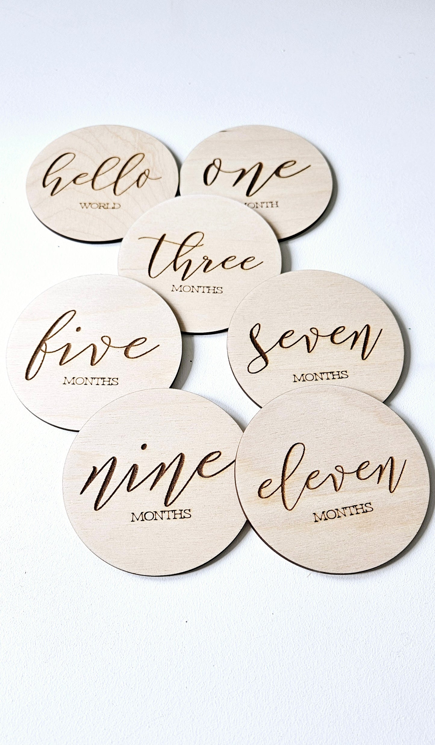 Wooden Engraved Monthly Milestone baby discs