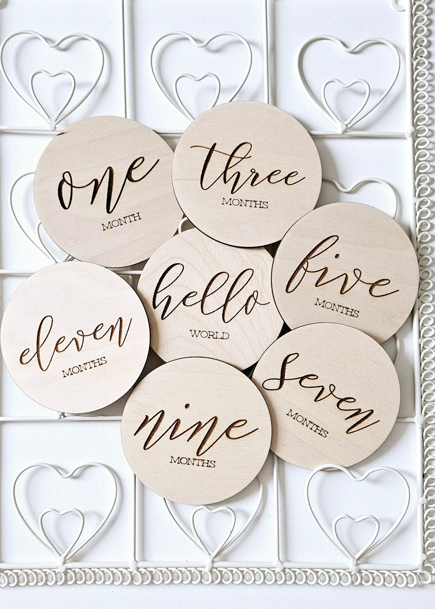 Wooden Engraved Monthly Milestone baby discs