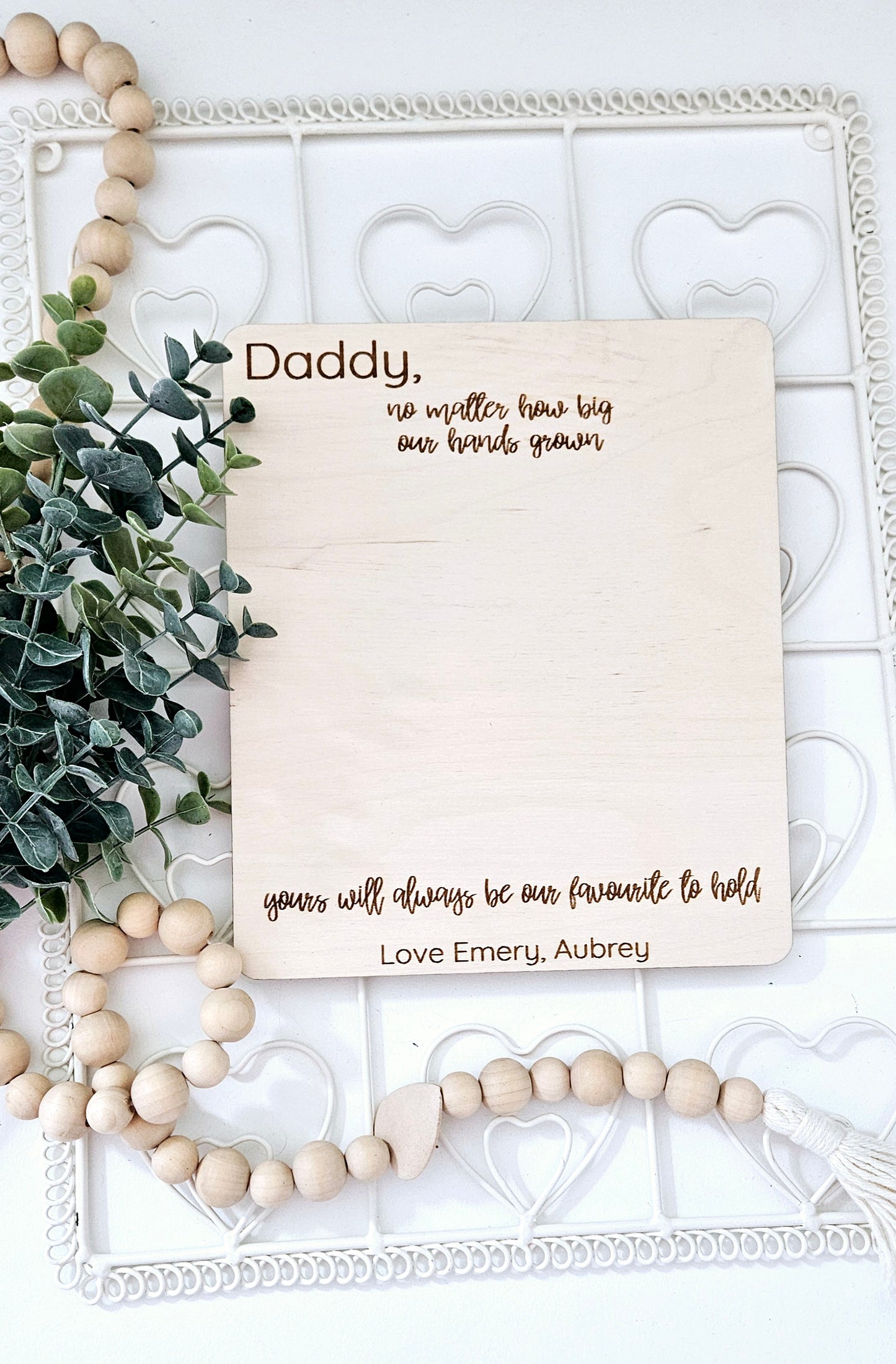 Fathers Day Wood Handprint Sign