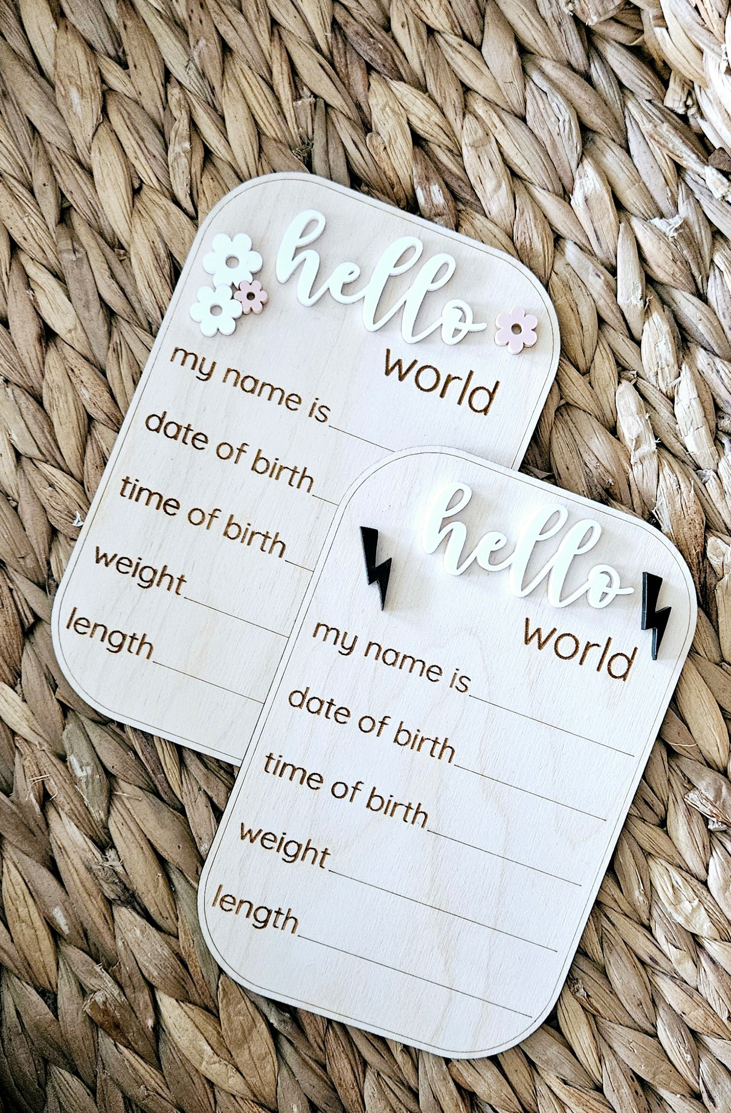 Wooden Engraved Hello Baby Sign