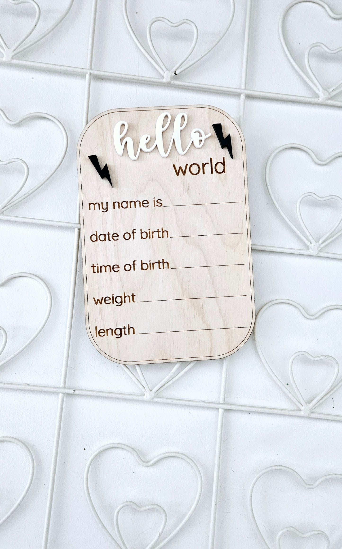 Wooden Engraved Hello Baby Sign