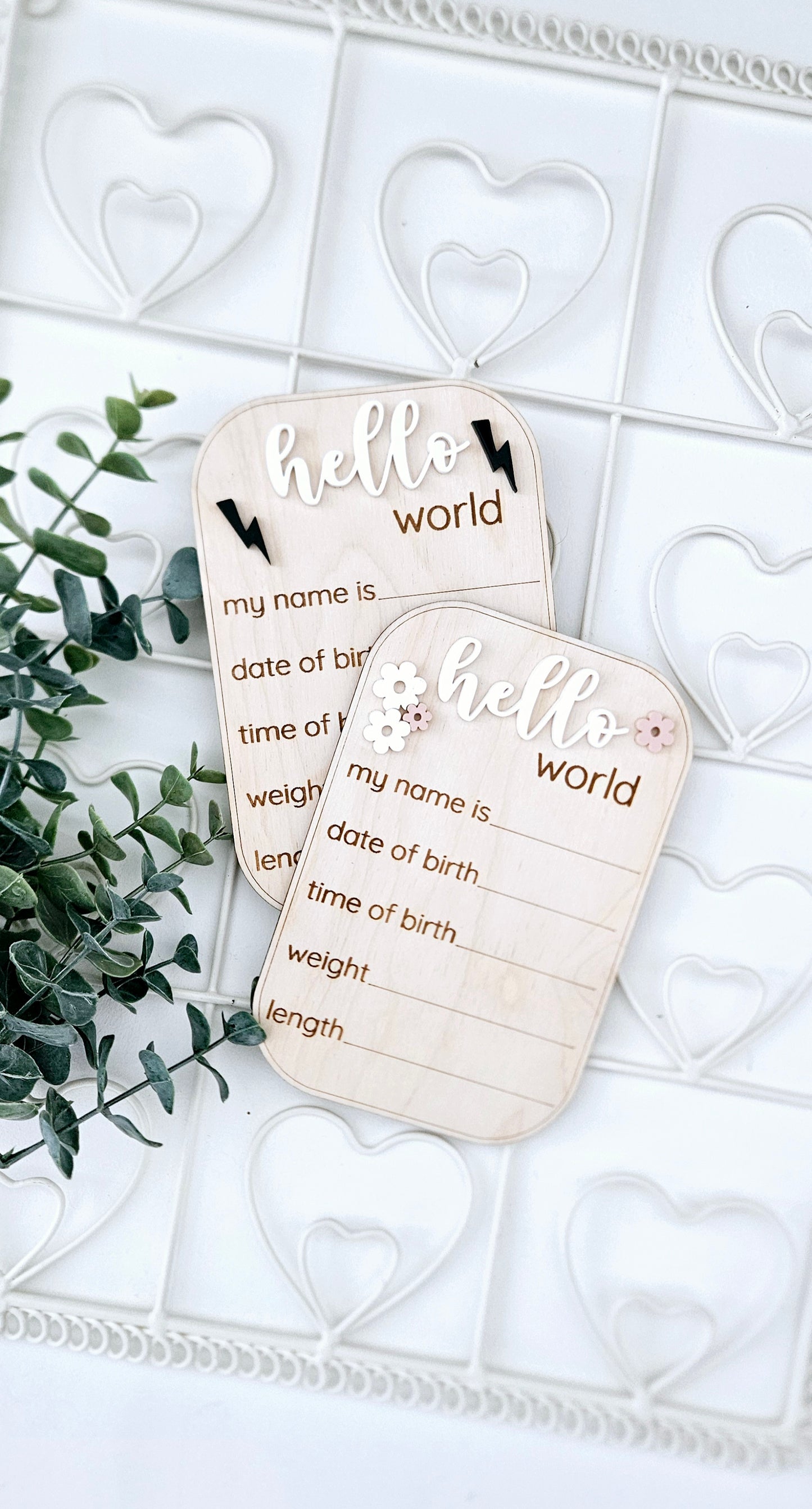 Wooden Engraved Hello Baby Sign