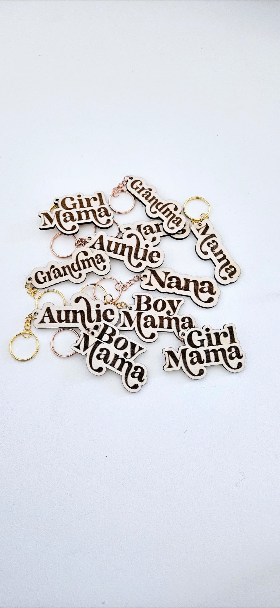Mama-Nana-Boy Mama-Girl Mama-Auntie Engraved Keychain