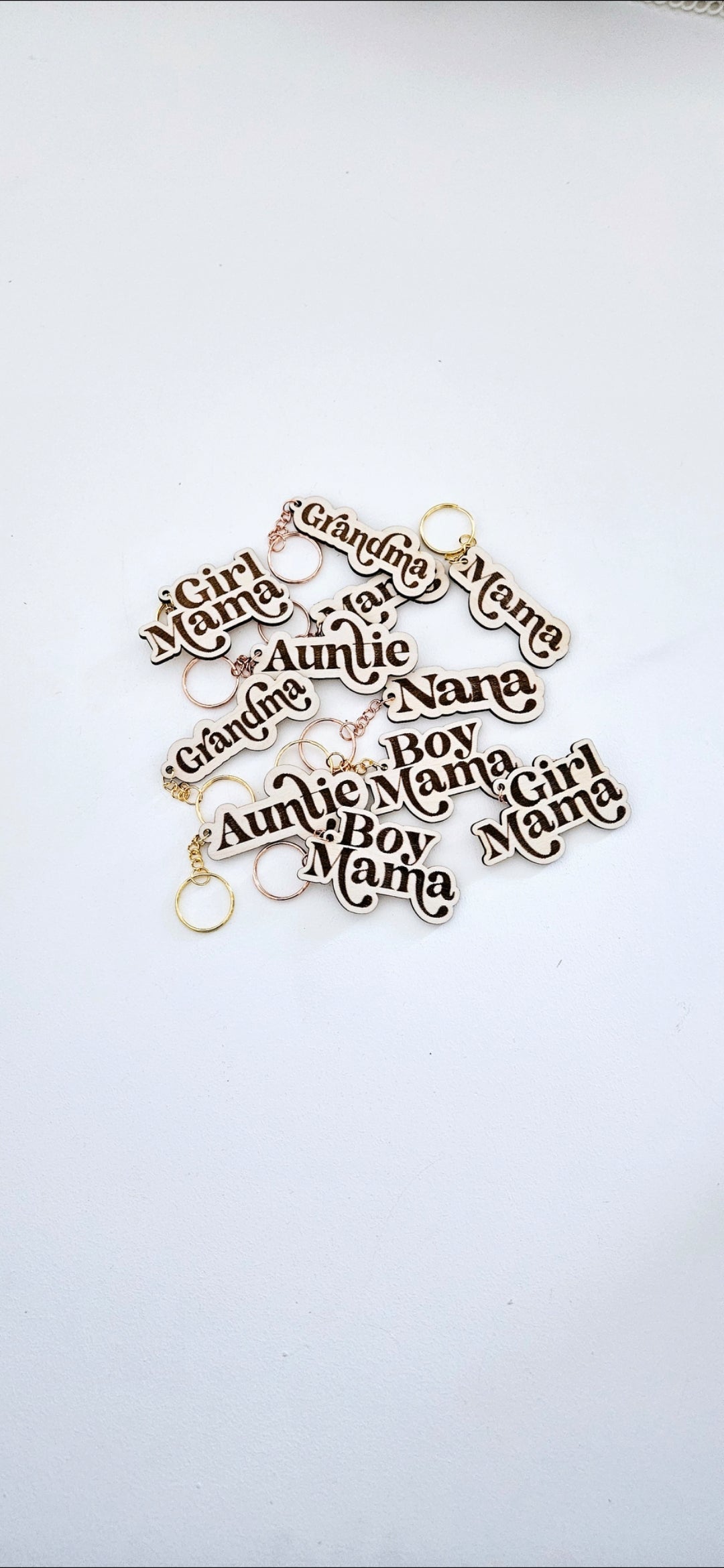 Mama-Nana-Boy Mama-Girl Mama-Auntie Engraved Keychain