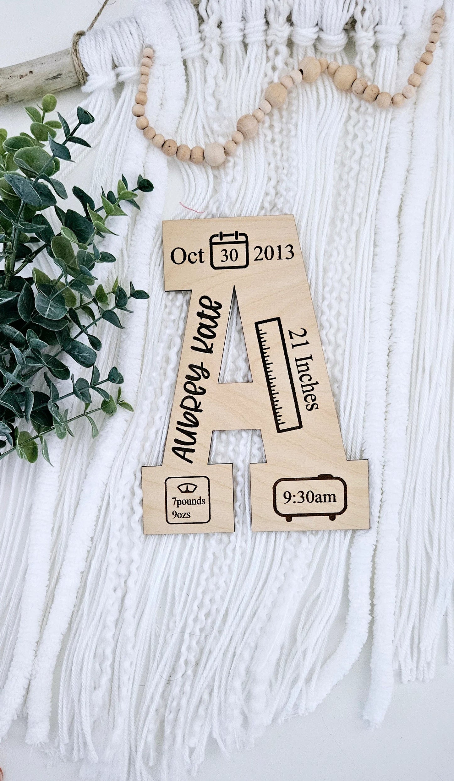 Wooden Engraved Personalized Baby Name Sign