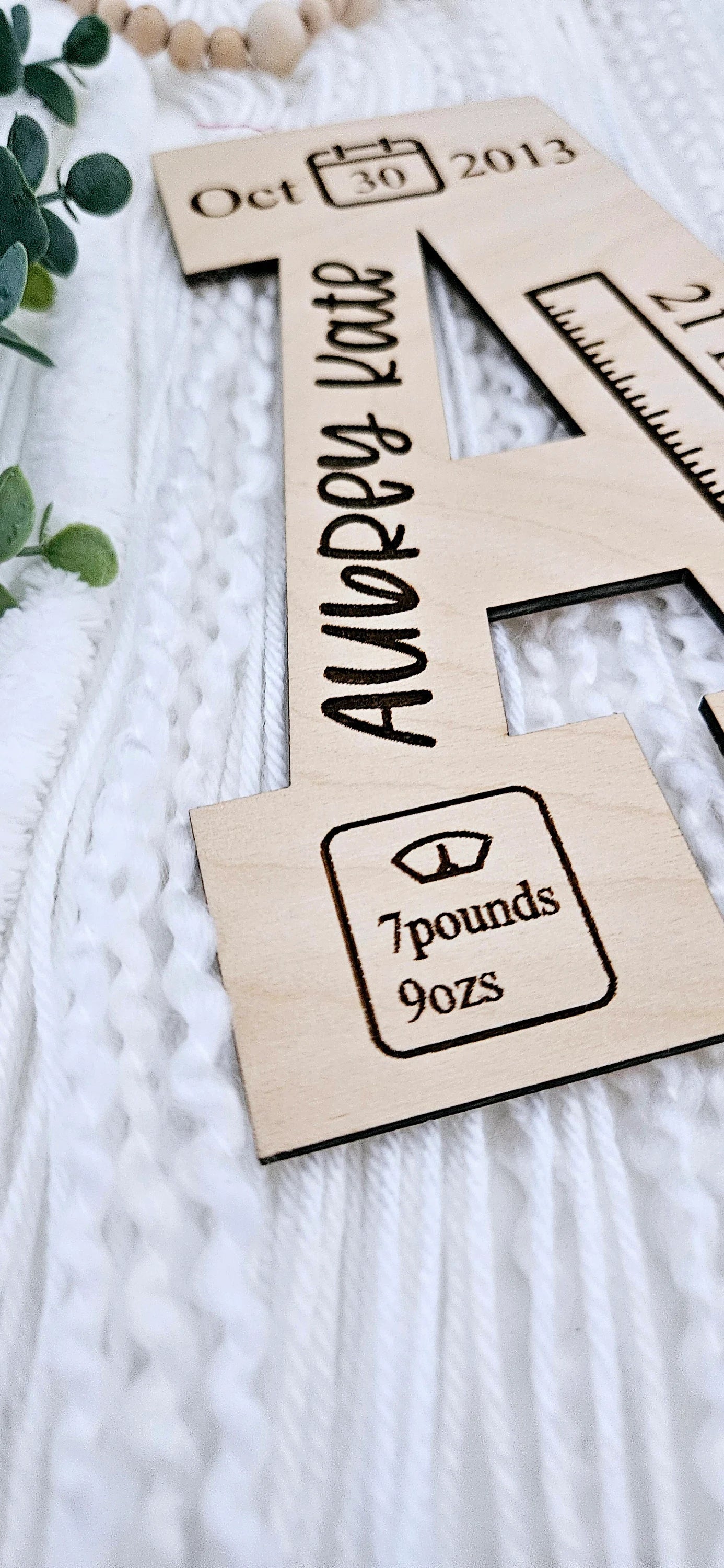 Wooden Engraved Personalized Baby Name Sign