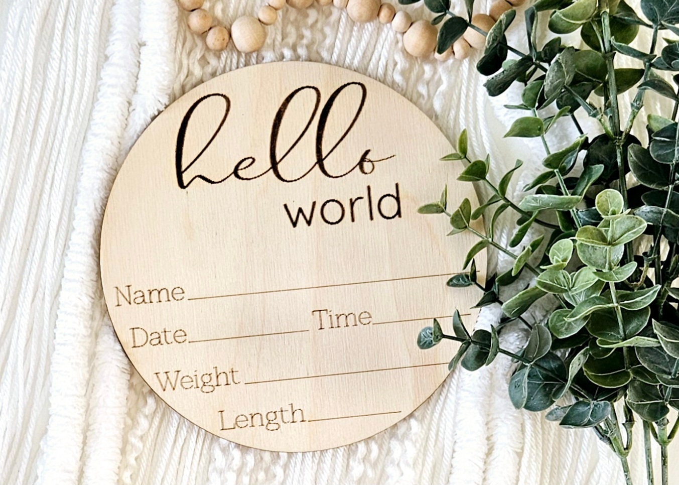 Wooden Engraved Hello Baby Sign