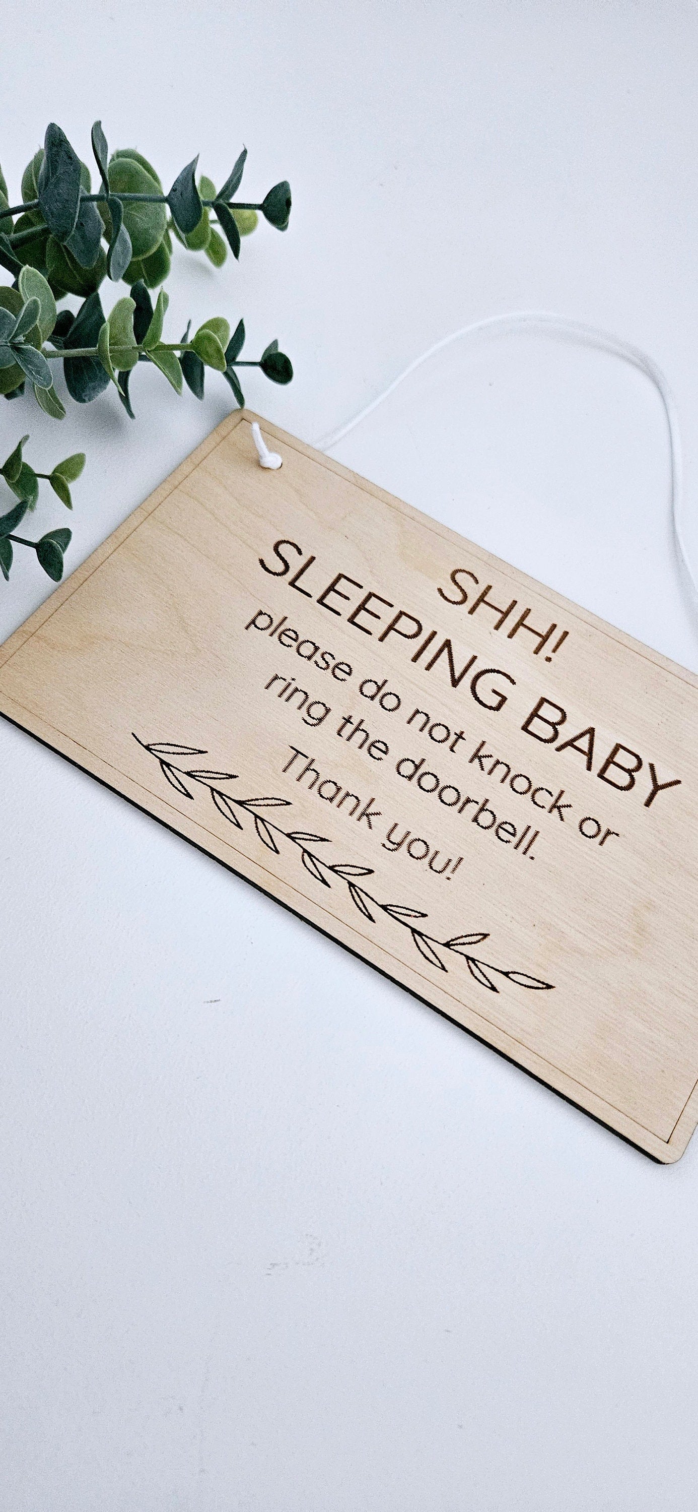 Shh baby sleeping wood door Sign