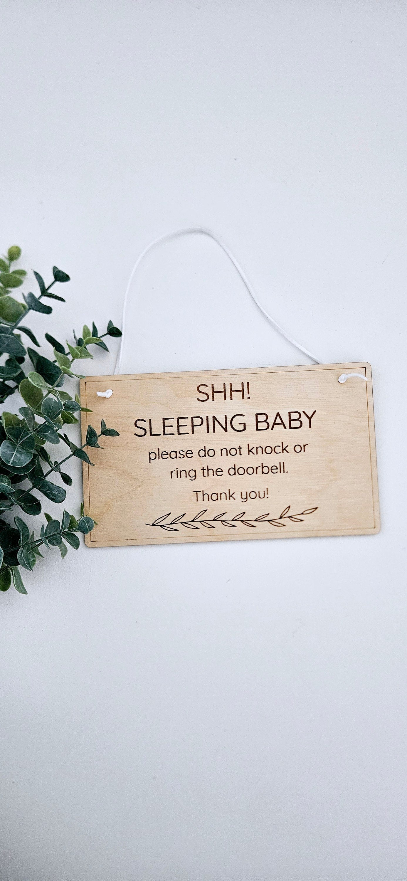 Shh baby sleeping wood door Sign