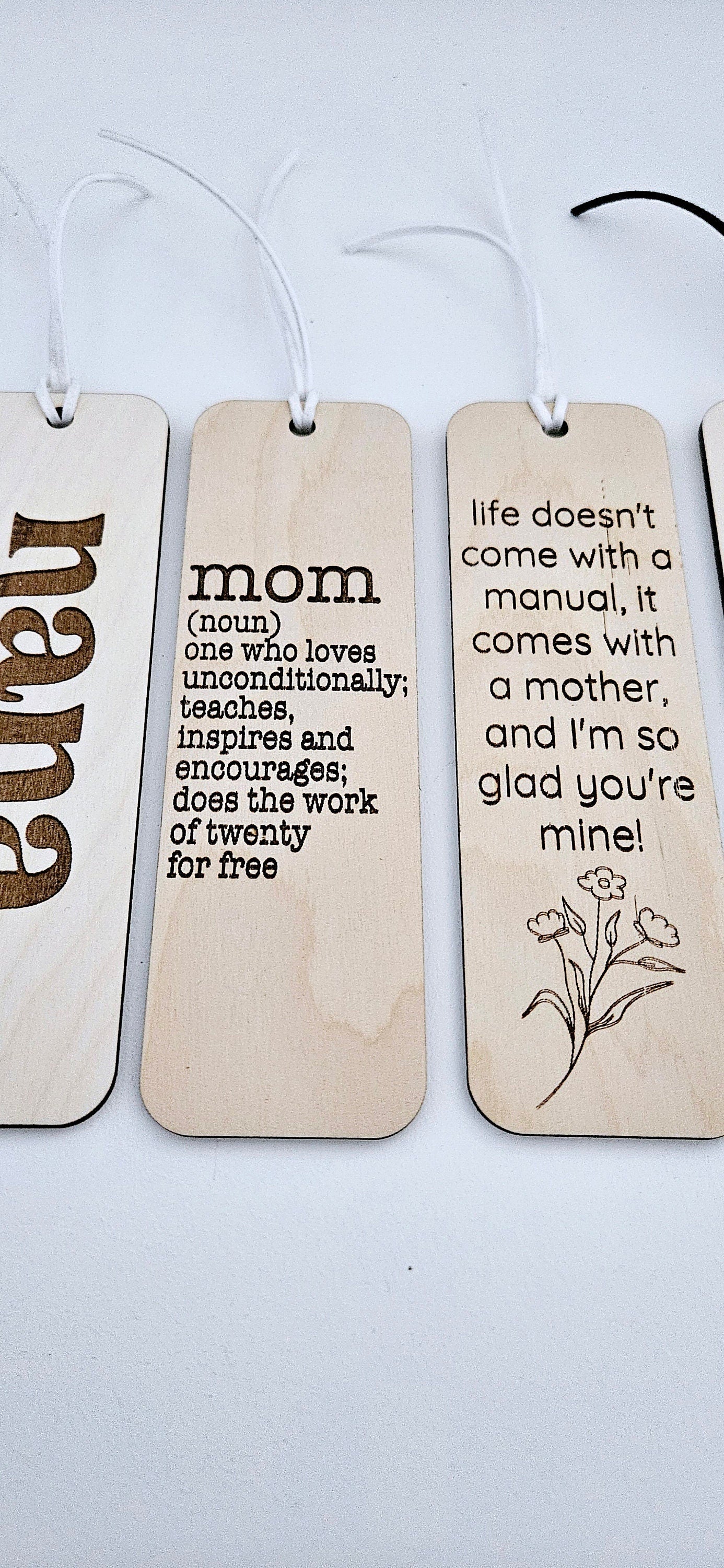 Natural Wood Mom Bookmark