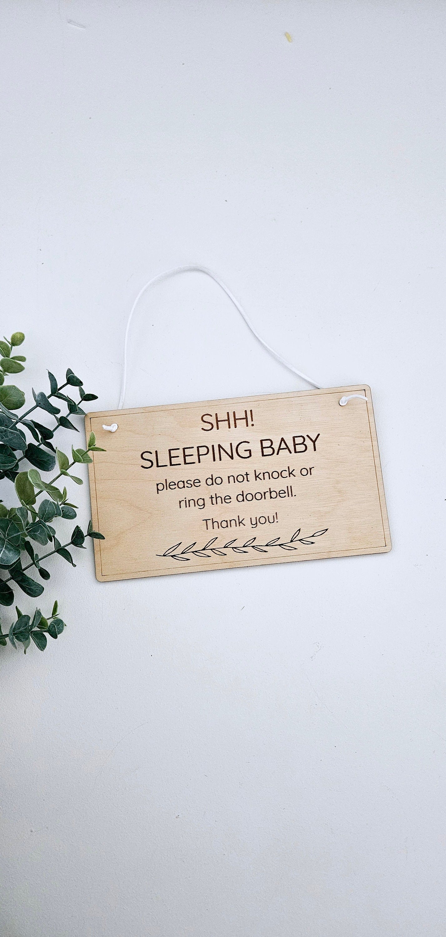 Shh baby sleeping wood door Sign