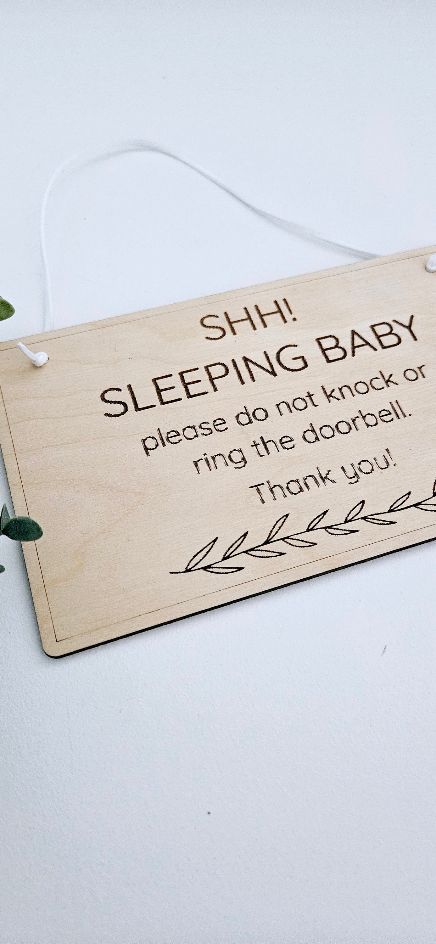 Shh baby sleeping wood door Sign