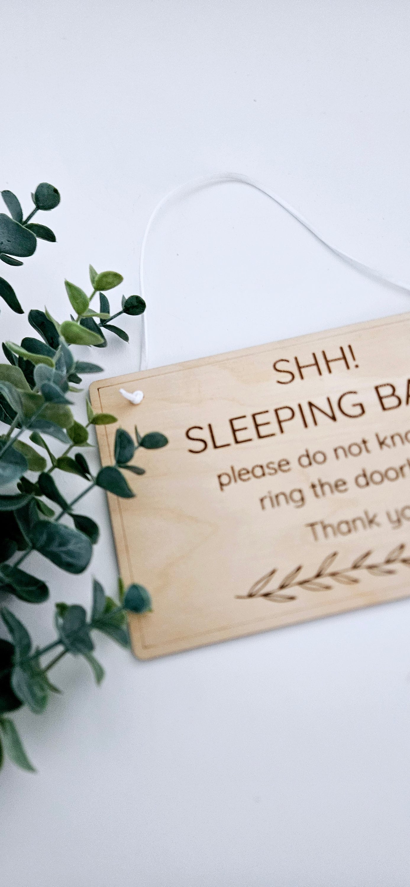 Shh baby sleeping wood door Sign